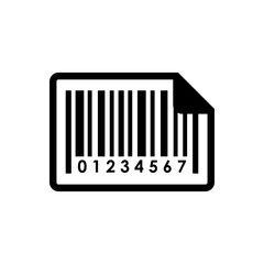 Etiqueta código de barras. Pegatina con esquina doblada en color negro