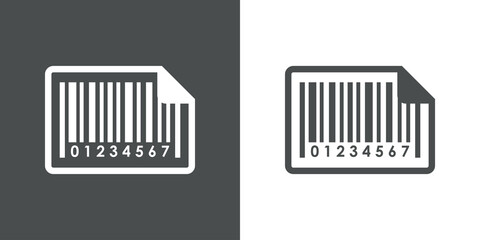 Etiqueta código de barras. Pegatina con esquina doblada en fondo gris y fondo blanco
