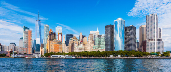 Manhattan panoramic skyline view. New York City, USA.