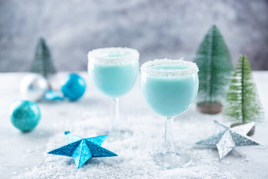 Blue Jack Frost Cocktail In A Glass