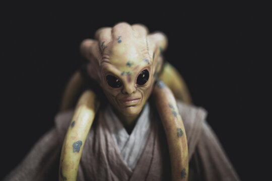 NEW YORK USA, DEC 20 2020: Portrait of Star Wars Jedi Master Kit Fisto - Hasbro Action Figure