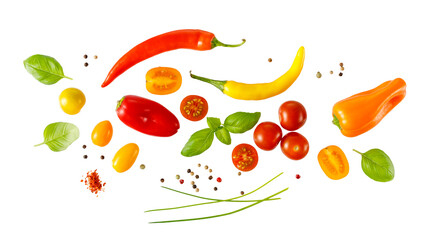 Mediterranean healthy vegetarian  food vegetarian ingredients isolated on white.