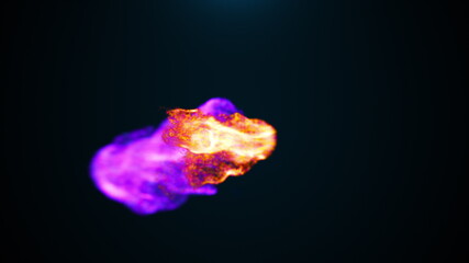 Dance of concentrated colored particles, computer generated. 3d rendering abstract background with fluid clouds