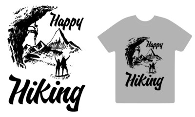 Happy hiking vector t-shirt design