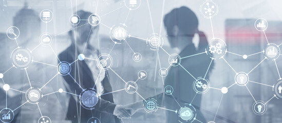 Workflow organisation structure on virtual screen. Business structure.