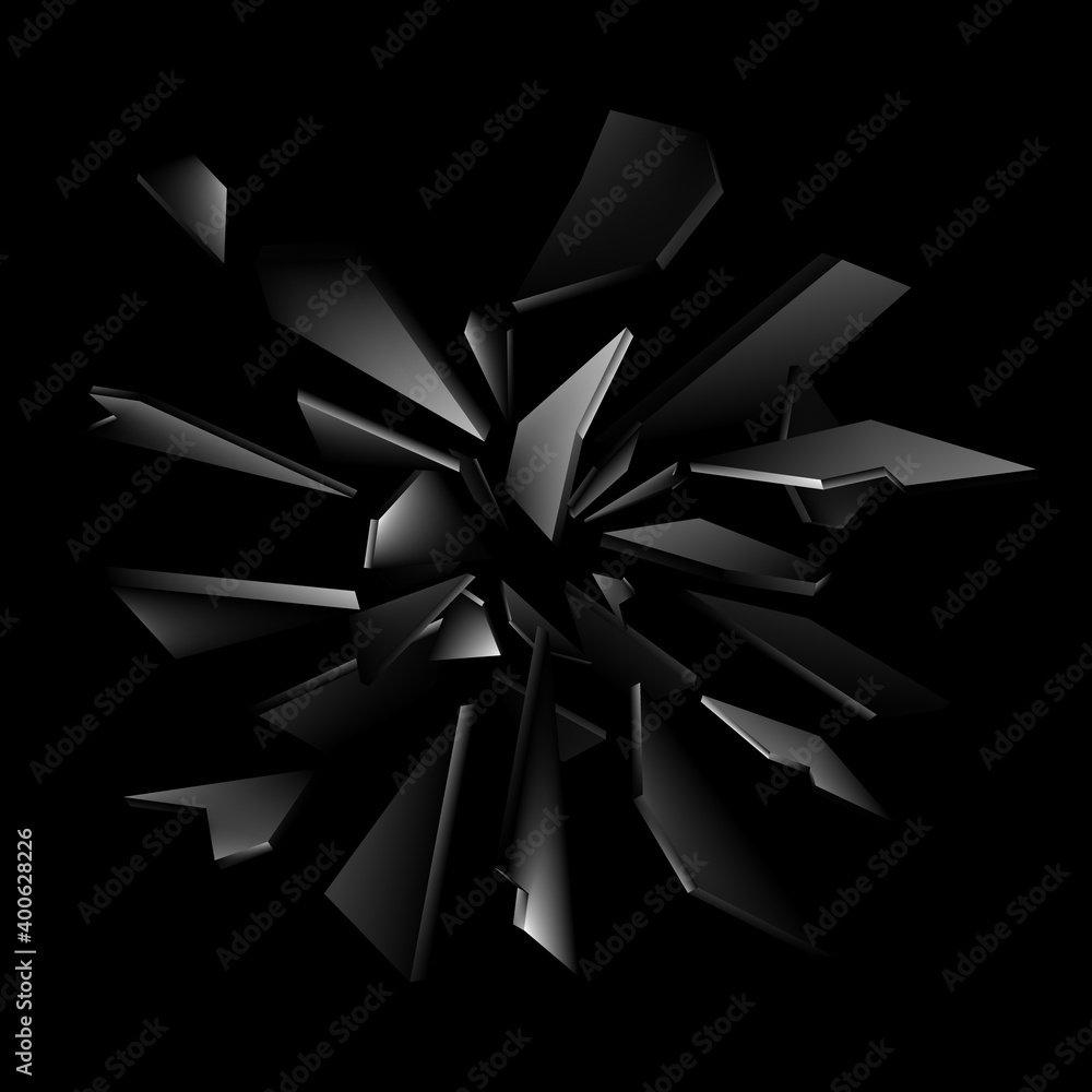 Aufkleber shards of broken glass. abstract explosion. vector background
