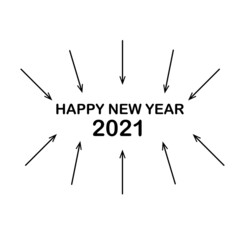 Happy New Year 2021 with arrows around Text design Vector illustration
