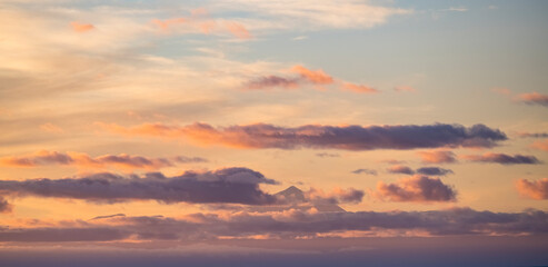 sunset in the sky with clouds