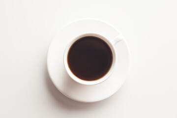 espresso coffee on a white background in a white cup. Isolated.