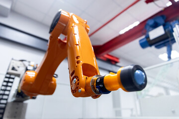 Automatic manipulator arm robot for programming. Modern industrial technology mechanical hand