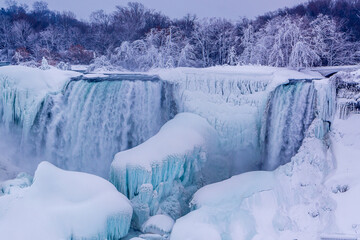 Winter Niagara Falls view from Niagara Falls, Ontario, Canada. 