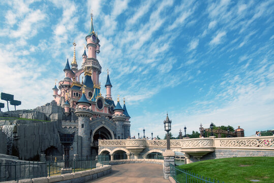 Castle of Sleeping Beauty at Disneyland Paris August 28, 2019, Paris, France.