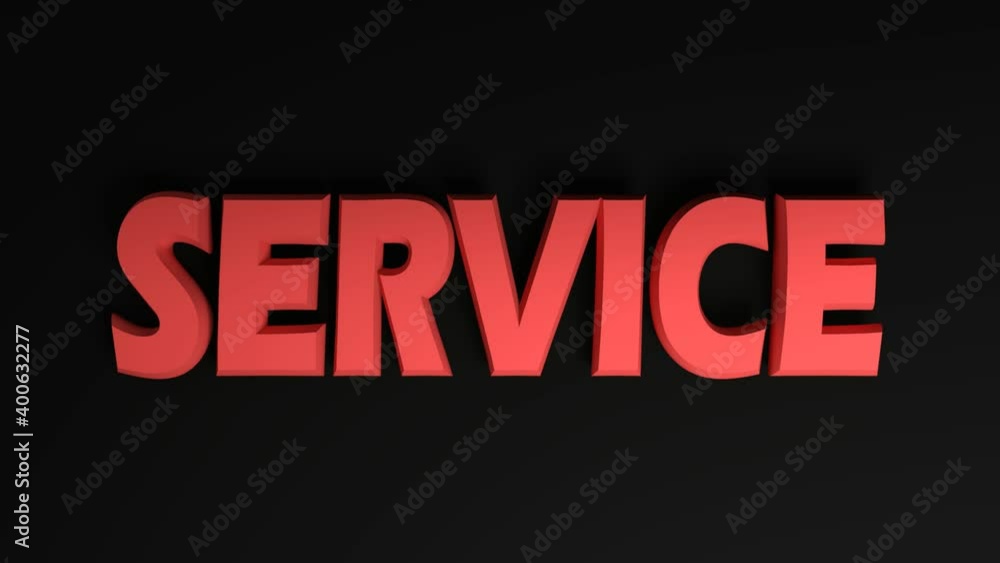 Poster the write service passing from right to left on black background - 3d rendering banner animation