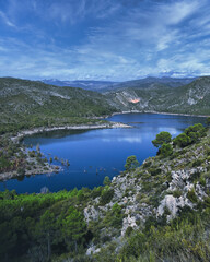 view of beautiful lake with many reflections