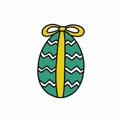 Easter egg doodle icon, vector color line illustration