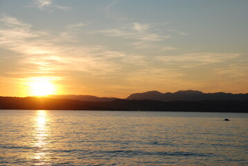 enchanting sunrise on lake Garda in the heart of italy