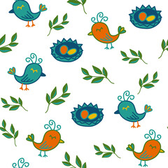 bird and eggs nest pattern