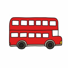 england bus doodle icon, vector color illustration