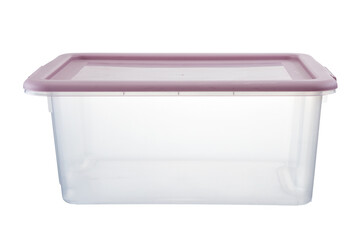 Empty transparent plastic box isolated on white