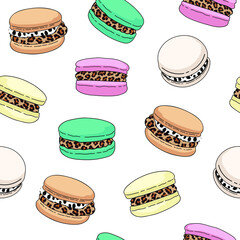 Macaron with leopard print cream