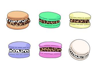 Macaron with leopard print cream