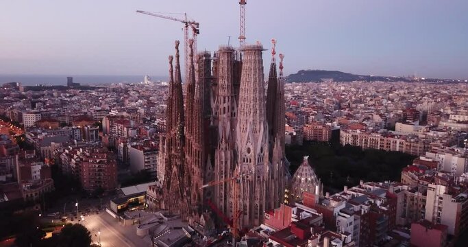  View from dorne of the famous Spanish landmark - temple Sagrada familia