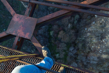 A gorgeous view from the favorite place of fans of extreme sports and rope jumping. Selective focus