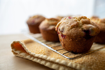 Cranberry muffins on a cooling rack