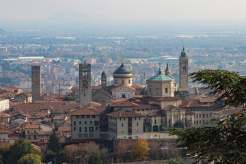 view of the old town of Bergamo, Italy