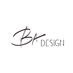 BA handwritten logo for identity white background