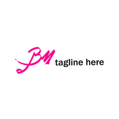 Obraz premium Bm pink handwritten logo for identity white backrgound