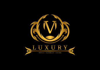 Fototapeta premium Letter V Luxury Logo template vector for brand, company or fashion.