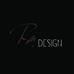 Rm design initial handwriting black background