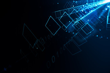 Abstract blue rombs wallpaper with binary code.