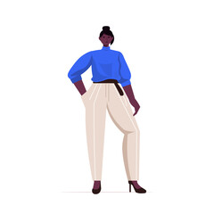 businesswoman leader in formal wear successful african american business woman standing pose leadership best boss concept female office worker full length vector illustration
