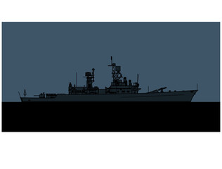 Obraz premium US Navy Belknap class guided missile cruiser. Vector image for illustrations and infographics.