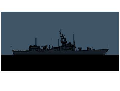 US Navy Garcia Class Frigate. Vector Image For Illustrations And Infographics.