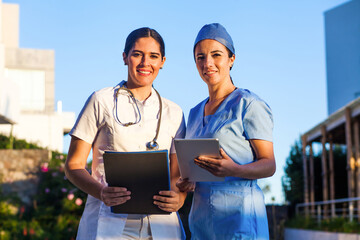 latin women doctors portrait in a Mexican Hospital in Mexico or Latin America