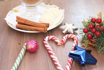 christmas candy and balls on table