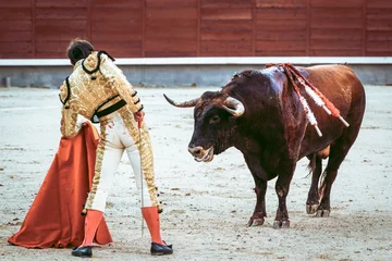 Selbstklebende Fototapeten Traditional corrida - bullfighting in spain. Bulfighting has been prohibited in Catalunia since 2011 for animal torturing. © kasto