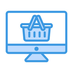 Online Shopping icon vector illustration in blue style for any projects