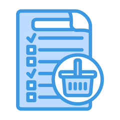 Shopping List icon vector illustration in blue style for any projects