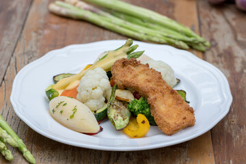 Mixed seasonal vegetable plate with parsley potatoes