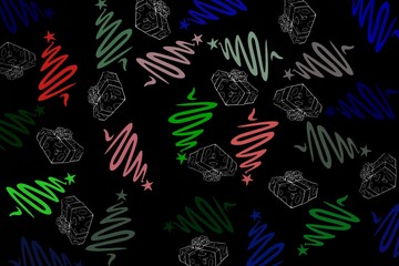 Christmas tree Illustration seamless pattern background. Digital painting