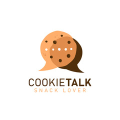 Cookie cookies talk logo icon symbol with two cookies in bubble comic speak discussion talk shape illustration