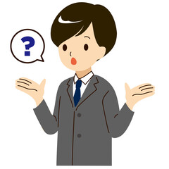 不思議に思っているビジネスマンのベクターイラスト