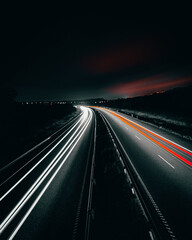 Obraz premium Long exposure on the highway during the night. Long exposure on the road.