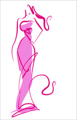 VECTOR Background with the beautiful young   woman in dress