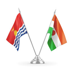 Niger and Kiribati table flags isolated on white 3D rendering