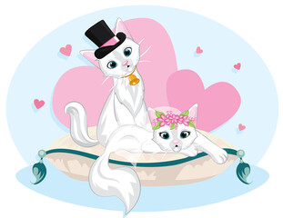 couple love of cat with heart for Valentine's day So sweet.